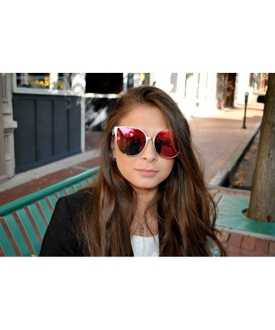 Rectangular Ladies Metal Cat Eye Heart Round Integral Sunglasses Elegant De Luxe Stylish - Fan_2p_3mix - CN17YE4T5C3 $13.49