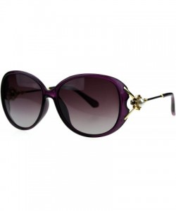 Butterfly Polarized Lens Womens Pearl Jewel Gem Brooch Hinge Butterfly Sunglasses - Purple Smoke - C718TKWTGMS $11.06