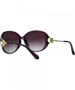 Butterfly Polarized Lens Womens Pearl Jewel Gem Brooch Hinge Butterfly Sunglasses - Purple Smoke - C718TKWTGMS $11.06