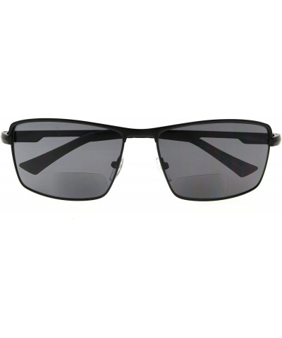 Rectangular UV400 Protection Bifocal Sunglasses Dark Color Sunshine Reading for Men - Black - CS189TTX26R $10.09