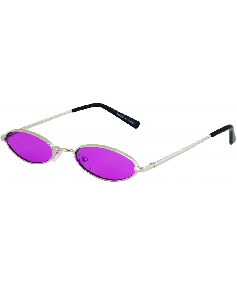 Rectangular Small Tiny Oval Vintage Sunglasses for Women Metal Frames Designer Gothic Glasses - Purple - CD18U68WL8G $8.68