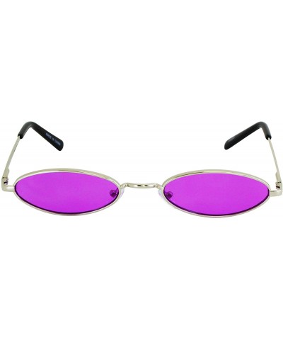 Rectangular Small Tiny Oval Vintage Sunglasses for Women Metal Frames Designer Gothic Glasses - Purple - CD18U68WL8G $8.68