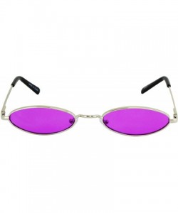 Rectangular Small Tiny Oval Vintage Sunglasses for Women Metal Frames Designer Gothic Glasses - Purple - CD18U68WL8G $8.68