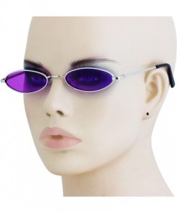 Rectangular Small Tiny Oval Vintage Sunglasses for Women Metal Frames Designer Gothic Glasses - Purple - CD18U68WL8G $8.68