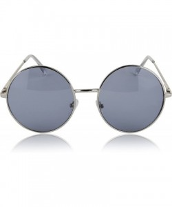 Aviator Big Round Sunglasses Retro Circle Tinted Lens Glasses UV400 Protection - Grey - CY180TM05MG $7.70