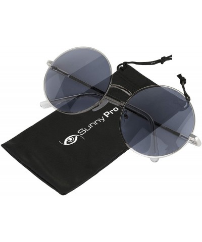 Aviator Big Round Sunglasses Retro Circle Tinted Lens Glasses UV400 Protection - Grey - CY180TM05MG $7.70