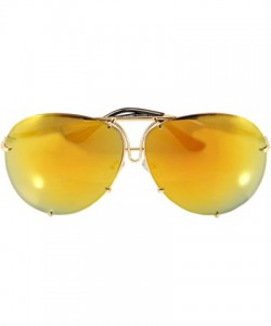 Rimless Retro Rimless Oversize Round Color Tinted Mirrored Sunglasses A031 A032 - Yellow Revo - CQ186EW9NM4 $9.40