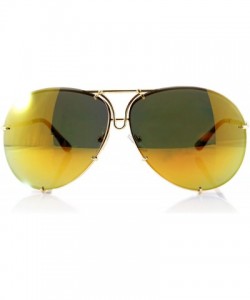 Rimless Retro Rimless Oversize Round Color Tinted Mirrored Sunglasses A031 A032 - Yellow Revo - CQ186EW9NM4 $9.40