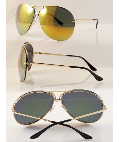 Rimless Retro Rimless Oversize Round Color Tinted Mirrored Sunglasses A031 A032 - Yellow Revo - CQ186EW9NM4 $9.40
