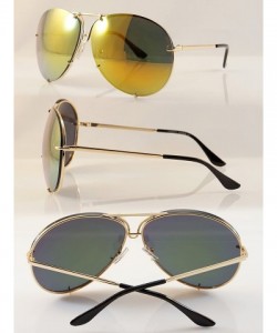 Rimless Retro Rimless Oversize Round Color Tinted Mirrored Sunglasses A031 A032 - Yellow Revo - CQ186EW9NM4 $9.40