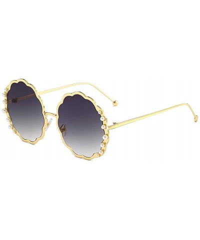 Round Women Sunglasses Retro Gold Grey Drive Holiday Round Non-Polarized UV400 - Gold Grey - C618R839SX0 $21.86