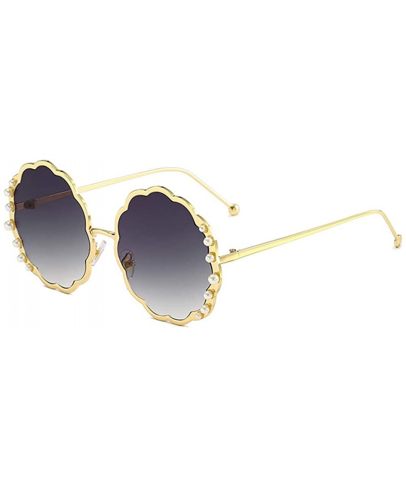 Round Women Sunglasses Retro Gold Grey Drive Holiday Round Non-Polarized UV400 - Gold Grey - C618R839SX0 $8.86