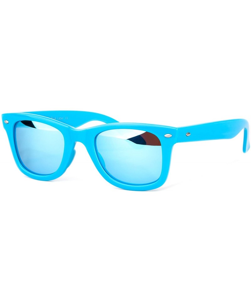 Square Sunglasses for Women UV400 Lens Rivet Trim Square Frame - Blue Lens/Blue Frame - CD18EXS0WKW $12.24