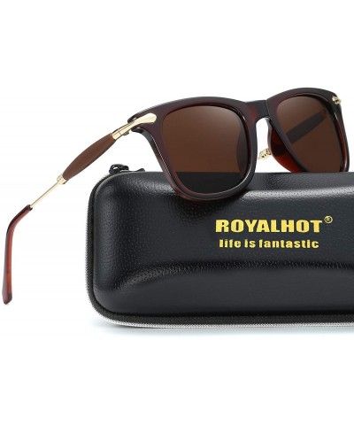 Sport Polarized Sunglasses for Driving Men UV Protection Square Alloy Frame - Brown - CT18Y8YLZ3S $16.46