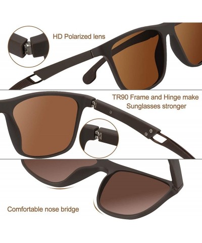 Sport Polarized Fashion Sunglasses for Men TR90 Frame Retro Driving Fishing Sports Sun Glasses - Brown - CN1948IWONW $15.22