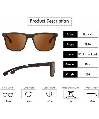 Sport Polarized Fashion Sunglasses for Men TR90 Frame Retro Driving Fishing Sports Sun Glasses - Brown - CN1948IWONW $15.22