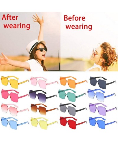 Square Unisex Jelly Square Sunglasses Sexy Retro Women Men Candy Color Integrated UV Outdoor Glasses - J - C0196TAUEG9 $6.05
