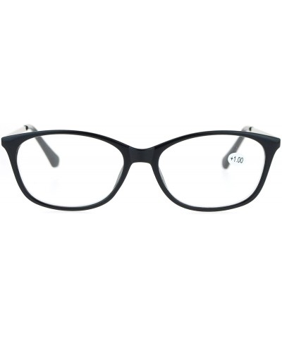 Rectangular Womens +1.0 Classic Narrow Rectangular Plastic Reading Glasses - Black Silver - C012O2ATGNU $11.51