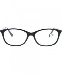 Rectangular Womens +1.0 Classic Narrow Rectangular Plastic Reading Glasses - Black Silver - C012O2ATGNU $11.51
