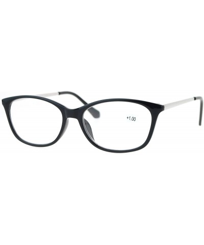 Rectangular Womens +1.0 Classic Narrow Rectangular Plastic Reading Glasses - Black Silver - C012O2ATGNU $11.51