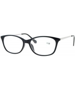 Rectangular Womens +1.0 Classic Narrow Rectangular Plastic Reading Glasses - Black Silver - C012O2ATGNU $11.51