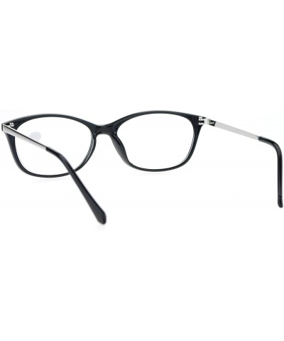 Rectangular Womens +1.0 Classic Narrow Rectangular Plastic Reading Glasses - Black Silver - C012O2ATGNU $11.51