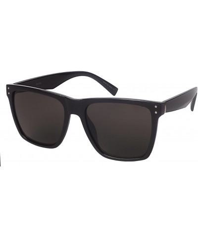 Sport 80s Horned Rim Sunglasses for Men Women Square Sunglass Polarized Lens 541076 - Black Frame - CW182SSG63M $7.82