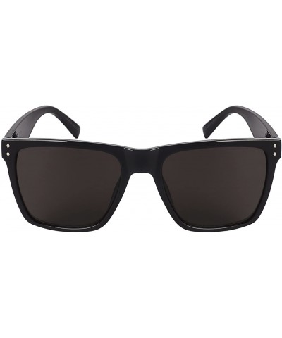 Sport 80s Horned Rim Sunglasses for Men Women Square Sunglass Polarized Lens 541076 - Black Frame - CW182SSG63M $7.82