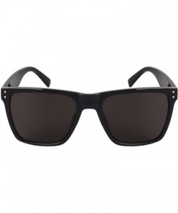 Sport 80s Horned Rim Sunglasses for Men Women Square Sunglass Polarized Lens 541076 - Black Frame - CW182SSG63M $7.82