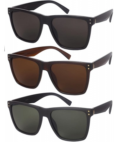 Sport 80s Horned Rim Sunglasses for Men Women Square Sunglass Polarized Lens 541076 - Black Frame - CW182SSG63M $7.82