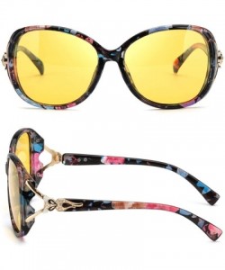 Oversized Women Oversized Night-Driving Glasses Anti-Glare Polarized Night-Vision Glasses for Driving/Fog/Rainy - Floral - CL...