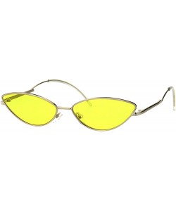 Oval Oval Cateye Skinny Sunglasses Womens Trending Fashion Shades UV 400 - Gold (Yellow) - C218HZ2N4HK $10.03