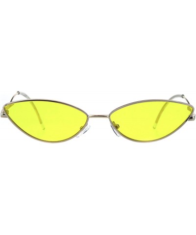 Oval Oval Cateye Skinny Sunglasses Womens Trending Fashion Shades UV 400 - Gold (Yellow) - C218HZ2N4HK $10.03