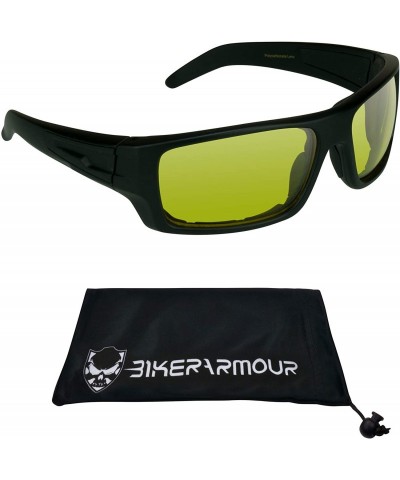 Sport Motorcycle Biker Padded Foam Wind Protection Sunglasses - Smoke- Clear & Yellow Combo - CN188ADQZKL $30.55