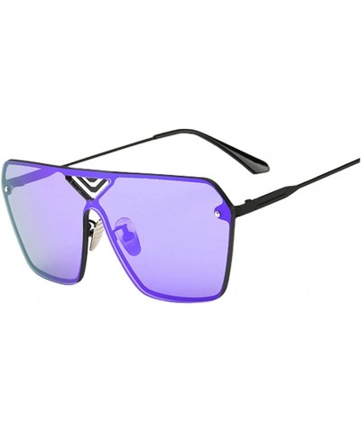 Square Women's Square Sunglasses Metal frame dark glasses - Blue/Dark Grey - CB12DRO8LS5 $16.74