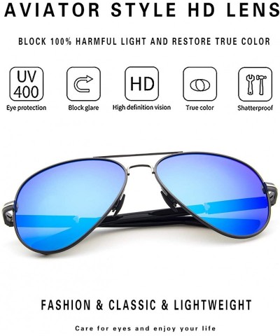 Aviator Men's Polarized Driving Sunglasses Aviator For Men Unbreakable Frame UV400 - Gray Frame/Blue Lens - C318IK6M4X6 $13.87