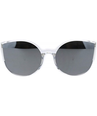 Round Womens Round Cateye Sunglasses Trendy Retro Fashion Shades Mirror Lens UV 400 - Clear (Silver Mirror) - CY18I8S6TTM $20.84