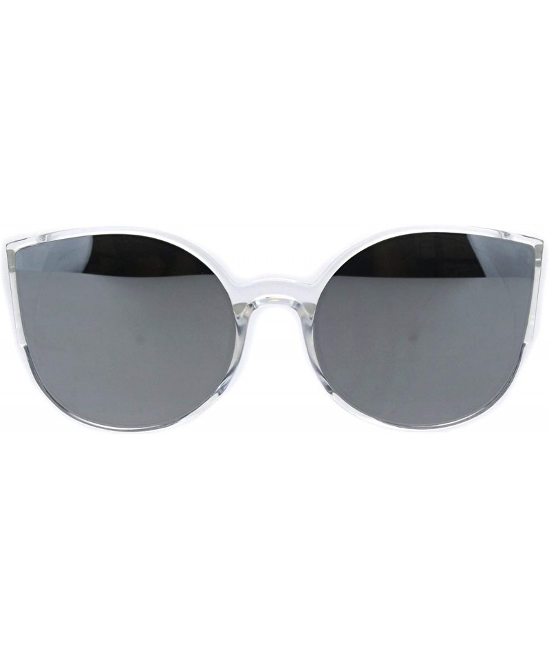Round Womens Round Cateye Sunglasses Trendy Retro Fashion Shades Mirror Lens UV 400 - Clear (Silver Mirror) - CY18I8S6TTM $10.15