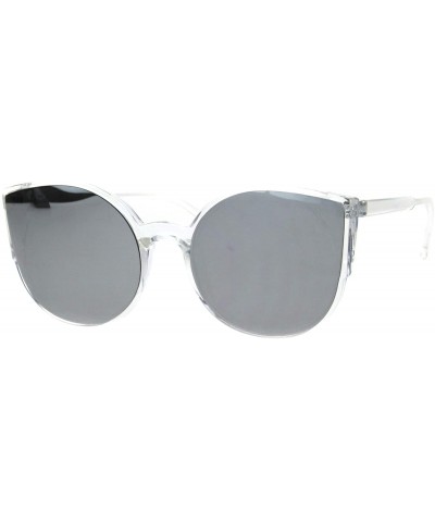 Round Womens Round Cateye Sunglasses Trendy Retro Fashion Shades Mirror Lens UV 400 - Clear (Silver Mirror) - CY18I8S6TTM $10.15