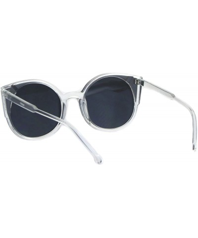 Round Womens Round Cateye Sunglasses Trendy Retro Fashion Shades Mirror Lens UV 400 - Clear (Silver Mirror) - CY18I8S6TTM $10.15