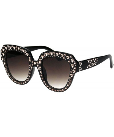 Butterfly Womens Oversized Style Sunglasses Heart Design Butterfly Frame UV 400 - Black Brown (Brown Smoke) - CT18RQ4597L $21.87