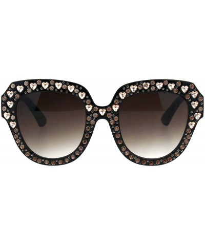 Butterfly Womens Oversized Style Sunglasses Heart Design Butterfly Frame UV 400 - Black Brown (Brown Smoke) - CT18RQ4597L $8.80