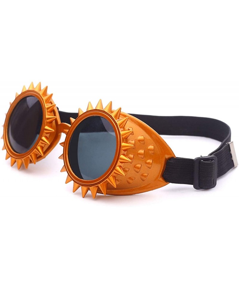 Goggle Steampunk Goggles Sunglasses Crystal Lens Silver for Festival Party - Orange - CG18I36ZT77 $12.30