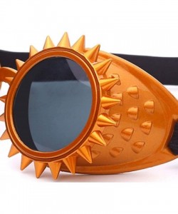 Goggle Steampunk Goggles Sunglasses Crystal Lens Silver for Festival Party - Orange - CG18I36ZT77 $12.30