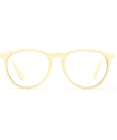 Round Unisex Erika Style Spring Hinge High Fashion Clear Lens Glasses - Cream - CV11G6GRCZF $12.37