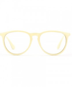 Round Unisex Erika Style Spring Hinge High Fashion Clear Lens Glasses - Cream - CV11G6GRCZF $12.37
