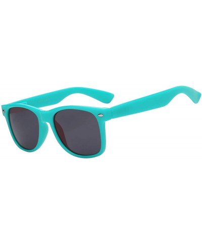 Wayfarer 80's Style Classic Vintage Sunglasses Colored Frame Uv Protection for Mens or Womens - 1 Smoke Lens Turquoise - CF11...