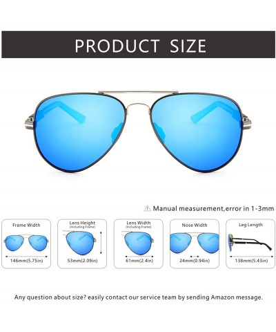 Aviator Men's Polarized Driving Sunglasses Aviator For Men Unbreakable Frame UV400 - Gray Frame/Blue Lens - C318IK6M4X6 $13.87