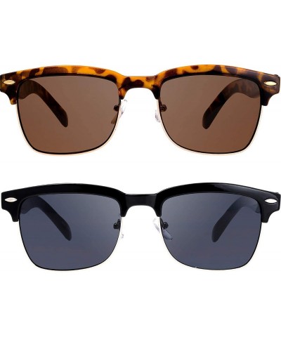 Round Semi Rimless Sunglasses Women Men Retro Brand Sun Glasses - Gift Box Package - CZ18XET9SH5 $13.73