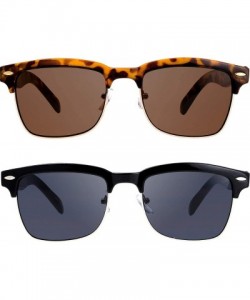 Round Semi Rimless Sunglasses Women Men Retro Brand Sun Glasses - Gift Box Package - CZ18XET9SH5 $13.73